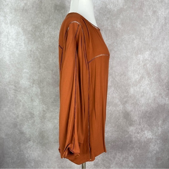 Garnet Hill Viscose Boxy Oversized Blouse In Burnt Orange Women's Size L - Picture 4 of 8
